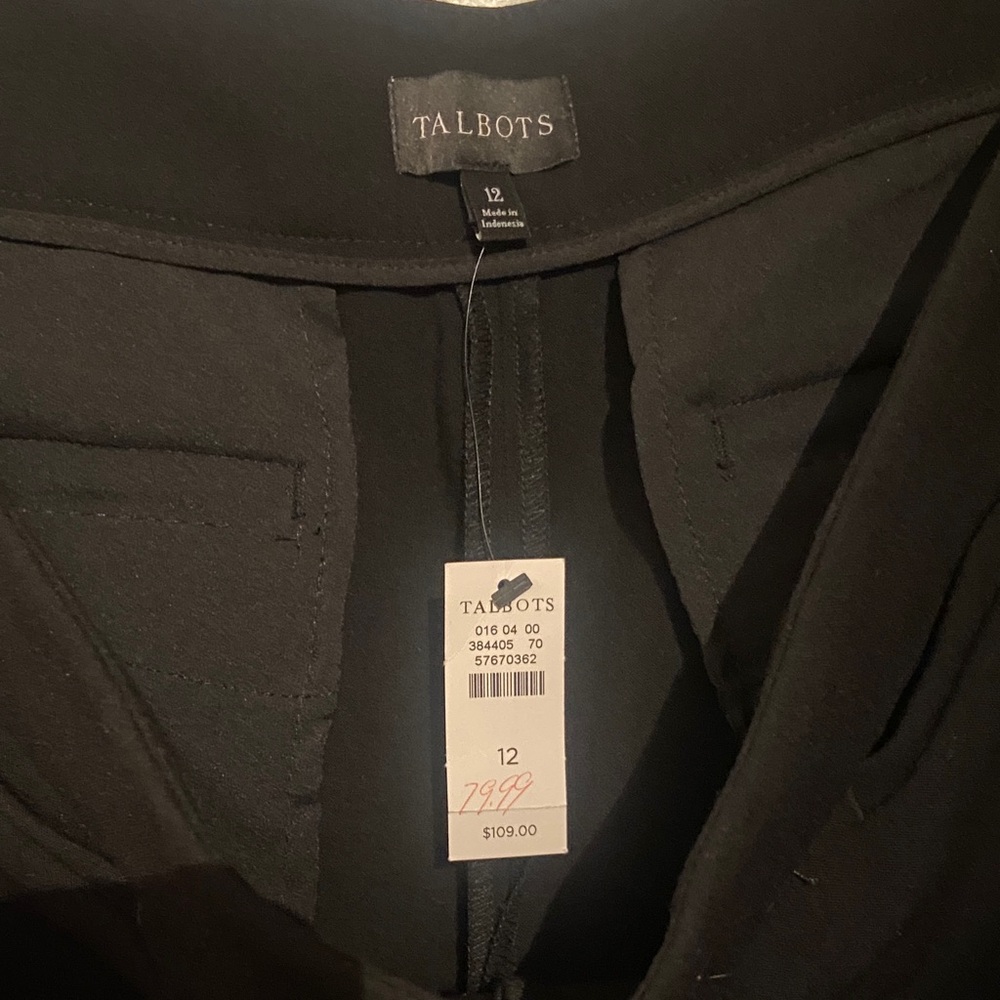 Talbots Classic Black wide leg ankle trouser size 12 nwt